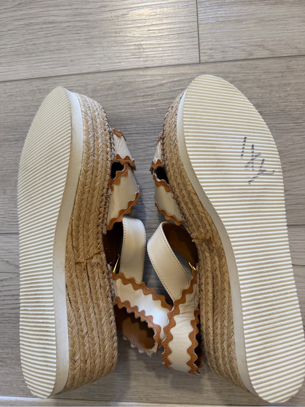SEE BY CHLOÉ Sandals Glyn Espadrille Platform Strap Tan Leather Women's 10 Sz 41 - Picture 14 of 14